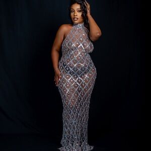Elegant Silver Evening Gown